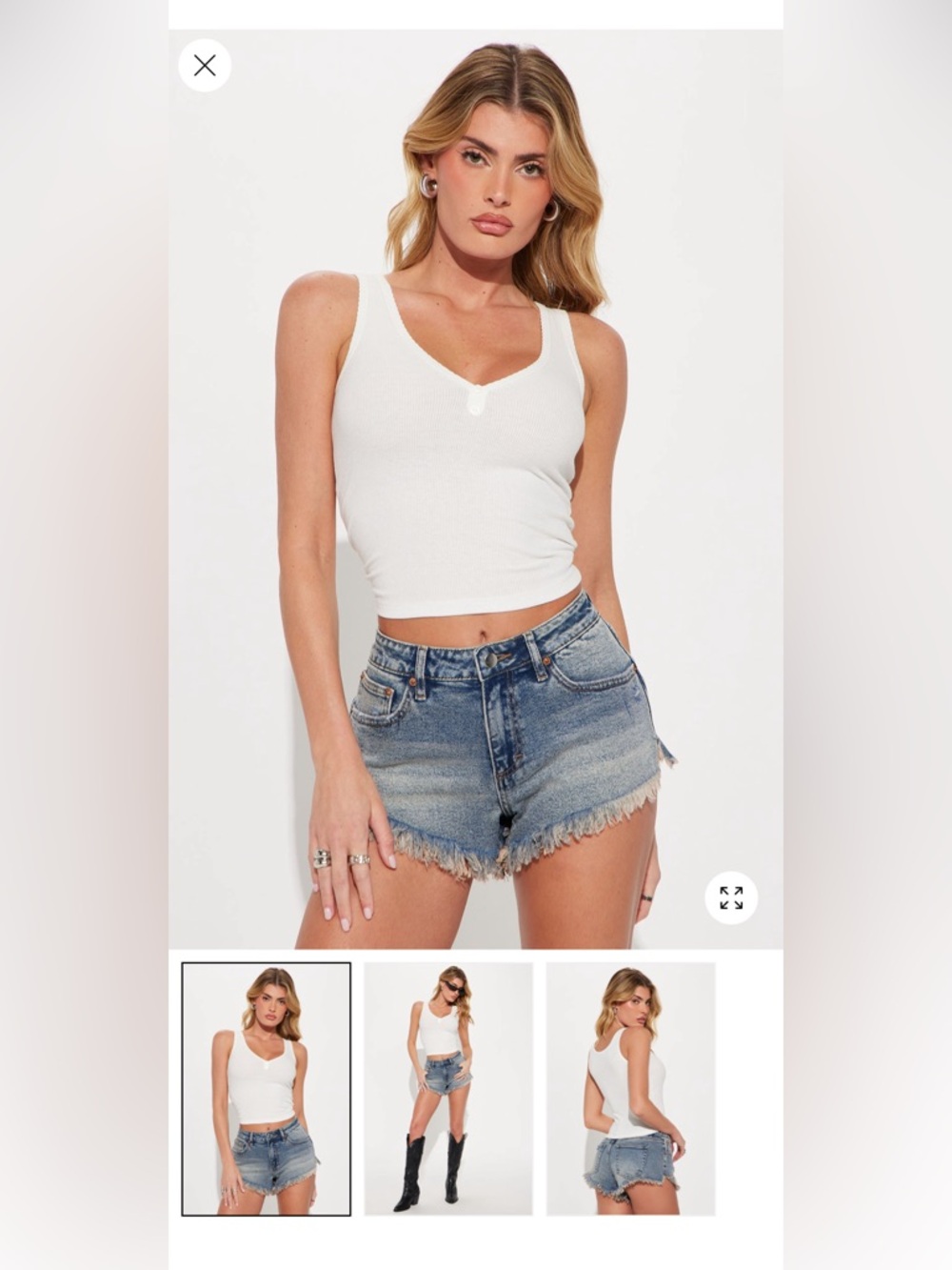 NWOT Heart & Hips White Sleeveless V-Neck Top